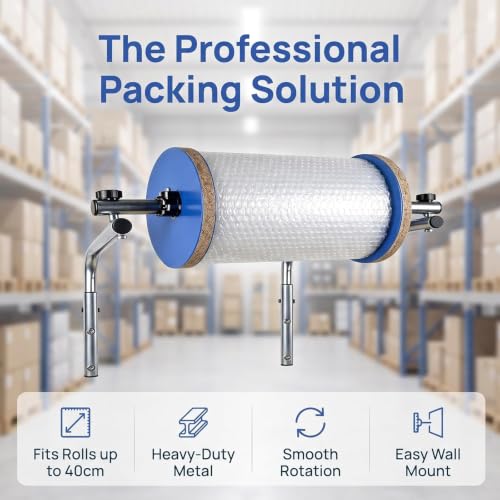 XDTKJDZ Wall Mount Bubble Wrap Dispenser, Bubble Cushioning Wrap Dispenser, 30-150cm Length Optional, W/Foldable Frame, Heavy Duty Film Packing Station for Factory Moving Shipping 60cm/23.6in