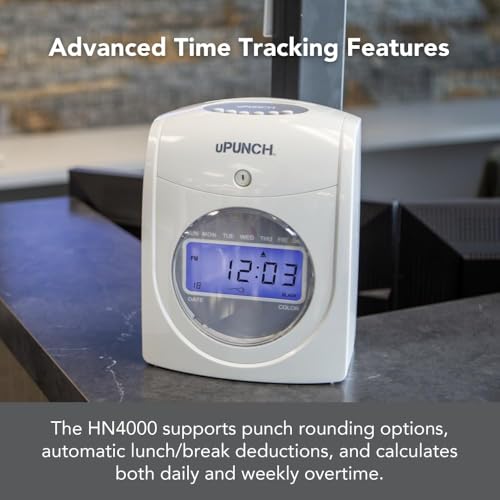 uPunch JC2500 Calculating Time Clock Bundle for Small Business: Auto Align Employee Time Tracking System with 100 Time Cards, Ribbon, and Keys