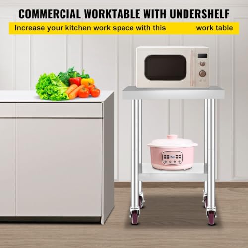 Commercial Stainless Steel Work Table 24x18x34in 700lb Capacity