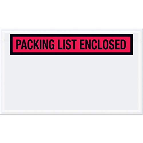 TapePlanet Packing List Enclosed Colored (Panel Face) Envelopes (4 1/2" x 7 1/2" (1000 Per/Case), Red)