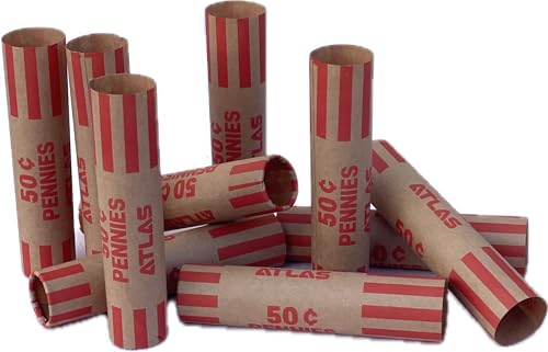 ATLAS Preformed Coin Wrappers - 1008 Count Penny Coin Roll Wrappers - Precrimped for Easy Coin Handling. Sort Your Loose Change by Hand or use Any Brand of Automatic Coin sorters (ACW-1008P)