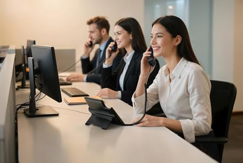 YealinkT77U IP Phone - Corded Landline Phone - 10 Multiple Conferencing - Wall Mountable, Stand Mountable - Classic Gray