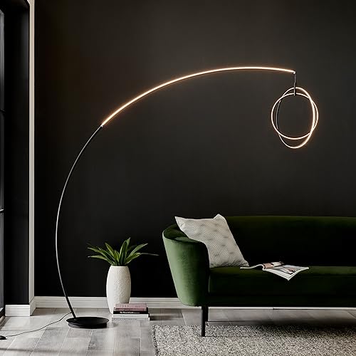 Lite Source Monita 83" Matte Black LED Modern Orb Arc Floor Lamp
