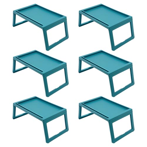 6Pcs Lap Desks with Slots Freestanding Server Tray Folding Table Foldable Laptop Desk Food Holder Bearing 15lbs，25.6 * 14 * 10.6in for Schools, Nurseries, Kindergartens,Beds, Sofas, Picnics