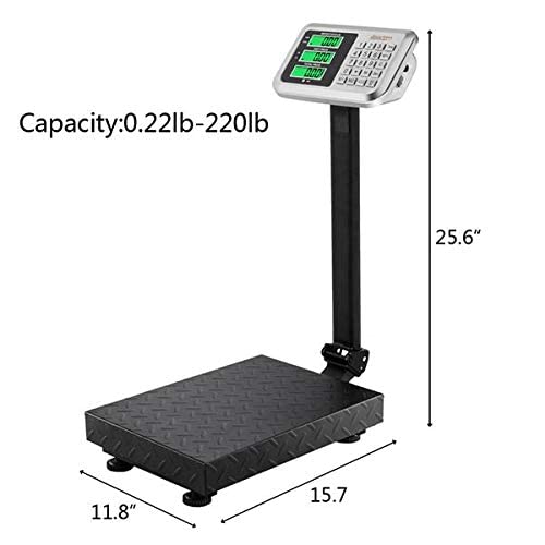 100KG/220lbs Weight Computing Postal Scale Digital Floor Large Platform Warehouse Shipping Foldable