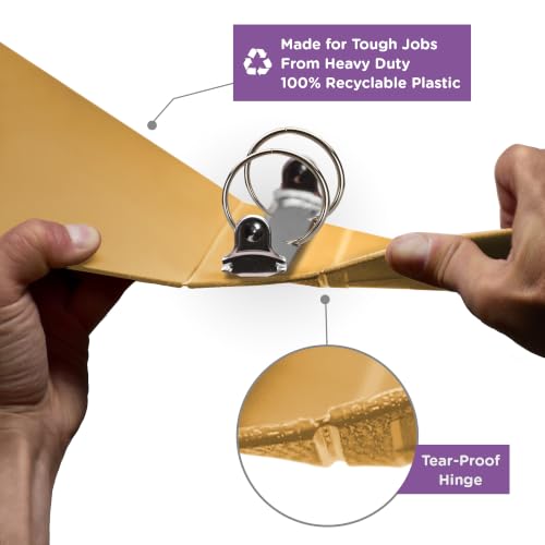 1.5" Heavy Duty Plastic Top Flip Binder, 2-Rings, Mustard