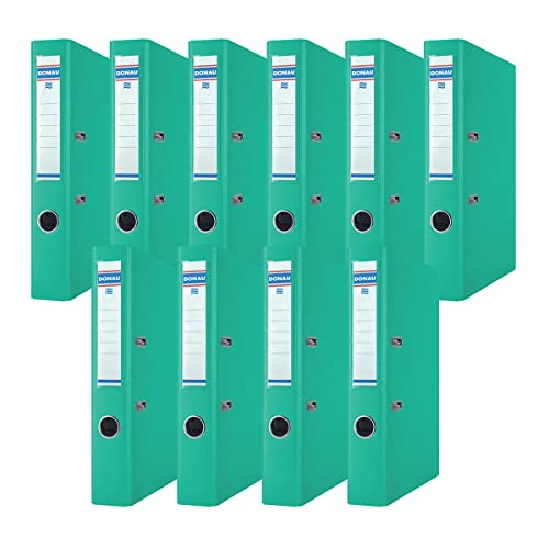 Donau Binder Lever Arch File/Folder Slim Pack of 10 / DIN A4 / 5 cm / 10 Pieces/Turquoise/Plastic Cover PP/Cardboard Paper