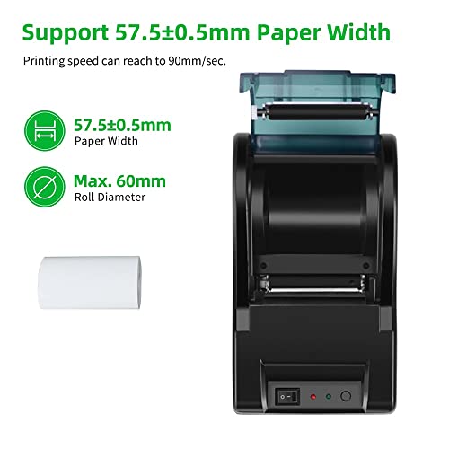 XDSRFVW 58mm Thermal Receipt Printer Bill Ticket High Speed POS Support Cash Drawer Compatible ESC/POS Print