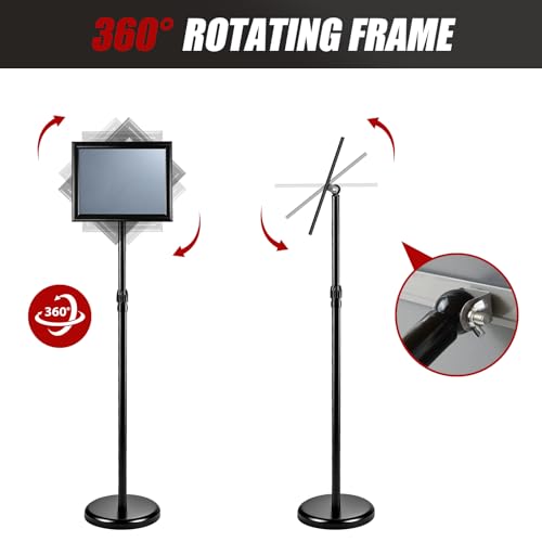 SOURACE 6Pack Sign Holder Stand-8.5x11 inch，Adjustable Sign Stands For Display，Heavy Duty Floor Standing Sign Holder Stand Aluminum for Retail Store，Museum，Volunteer Cctivities（Black）
