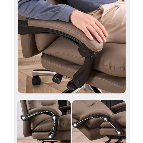 hezhuhe2258 Office Chair Home Office Chair Leisure Comfortable Padded Desk Bedroom Study High Back PU Leather Adjustable(Beige)