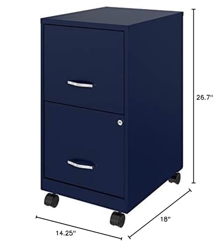 Home Square 2 Drawer Mobile Filing Cabinet Set in Navy (Set of 2)