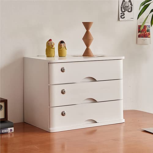 LLJMA Desktop File Cabinet - Solid Wood Storage Box, with Lock Flat File Cabinet Storage, Desktop Drawer Cabinet, Wooden File Cabinet(D,1 Drawer)