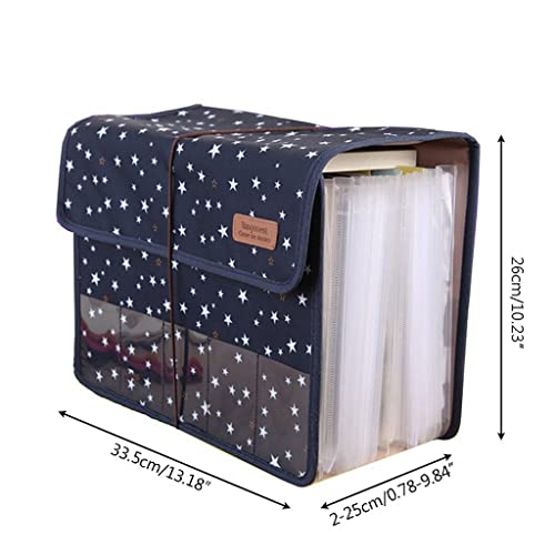 HBJWOV Cute Portable Expandable Accordion 13 Pockets A4 File Folder Oxford Expanding Document Briefcase
