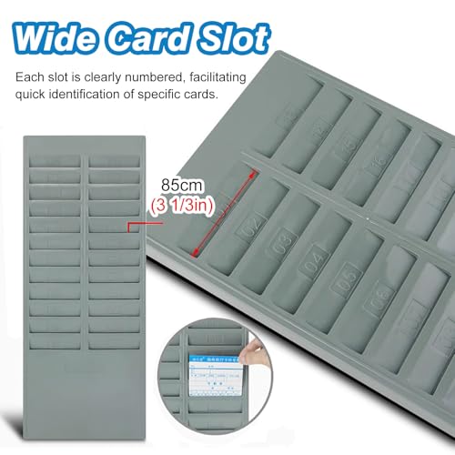 RENLXFI 50 Pocket Slots Job Ticket Rack, Small Businesses Time Card Holder/Workshop Material Card Stand for Attendance Payroll Employee Assignment, Easy to Hang(Gray,4 Pack)