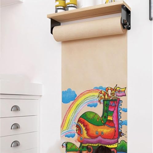 ZOCWJK Kraft Paper Roll Display Wall Mounted Kraft Paper Holder Dispenser, Roller Kraft Paper Scroll Display,for Working Notes/Drawing Paper for Office Coffee Shop,One Color-70cm/27.5in Wide