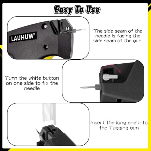 LAUHUW Mini Stitch Gun Kit for Clothes Repair - 0.13" Invisible Stitches with 3000 Fasteners (1500 Black+White), Handheld Sewing Tool for Jeans, Baby Clothes & Travel Emergency Fix (Black) (Black)