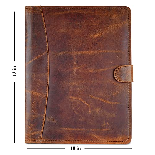 CestAntiQ Full Grain Leather Legal Pad Portfolio Organizer for Work, Brown