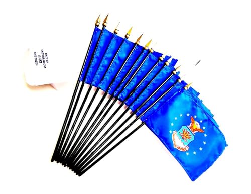 USA‑Made Military Mini Flag Set with White Stand, 7 4x6 Flags no POW