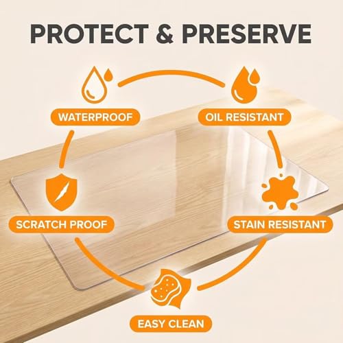 AHWEKR Office Chair Mat for Hard Floors 24 x 55 Inch, Clear Plastic Floor Protector for Rolling Desk & Computer Chairs, Transparent Under Desk Mat for Hardwood, Wood & Tile Floors
