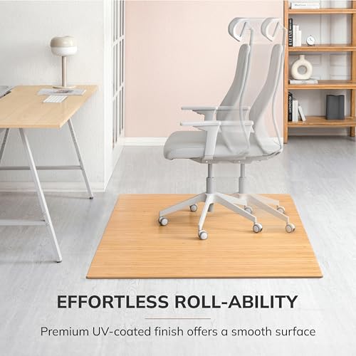 Anji Mountain Office Chairmat Thickest & Sturdy Bamboo Chairmats Highly Premium Quality Anti-Slip Heavy Duty for Multi-Purpose Hardwood Floor Office & Home Floor Protector Office Chair mat-8mm Thick