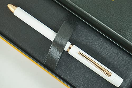A.T. Cross Limited Edition Tech3+ Pearlescent Stormy White and 23KT Gold Appointments Multi-function Pen - 0.5 MM Lead Size Pencil, Black Ink Refill, and Red Ink Refill in One Pen.