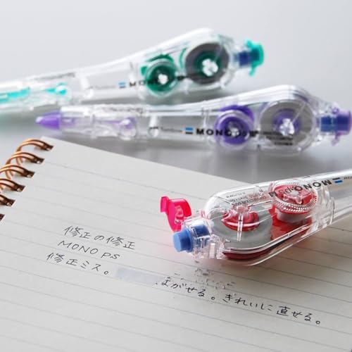 Tombow CT-PS2.5-10P Correction Tape, MONO PS with Tape Remover, Disposable Type, 0.1 inches (2.5 mm) x 23.2 feet (6 m), 10 Pieces