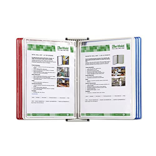 JDXQBLD Wall Mount Reference Organizer - Catalog Display Rack, 10 Double Sided Pockets Wall Mounted Reference and Display System - Poster Flip Book Display - A4 Paper Size