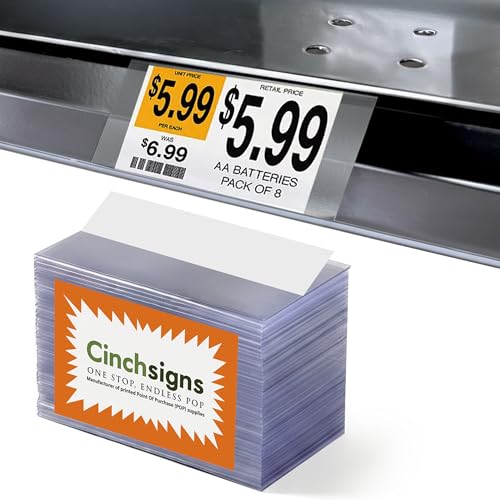 Clear Plastic Label Holder for Shelf Tags - For Metal, Wire & Price Channel Shelves - Clipsin Tight to Secure Retail Price on Shelving - Reusable Covers that Snap in Place 3.5" L x 1.25" H, 7.5 (2000)