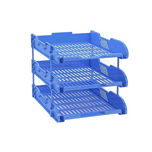 GVRMLDF Stackable Tray Desktop Organizer, Document Letter Paper File Sorter, Office and Home(Blue)