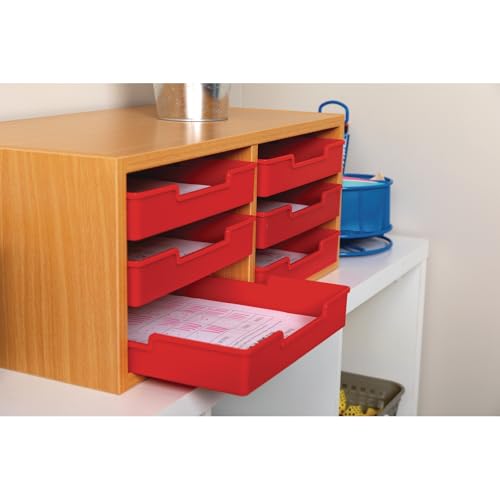 Really Good Stuff Oak 6-Slot Mail Center with Trays Single Color, 6 Trays