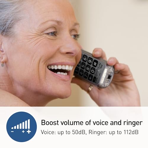 Panasonic 1 Handest Amplified Cordless Phone with Slow Talk, 50dB Volume Boost, 112dB Lound Visual Ringer, Hearing Aid Compatibility, Large Screen and Backlit Keypad - KX-TGM450S (Silver)