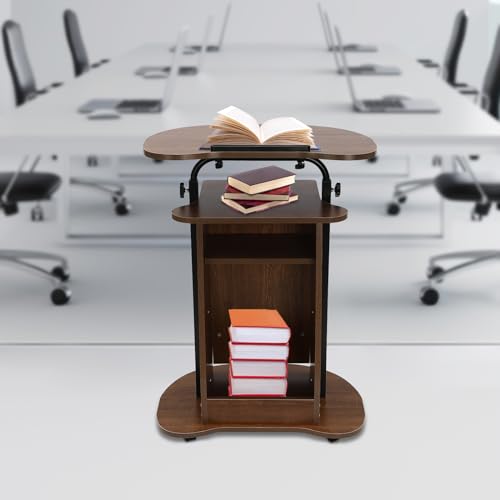 Portable Lectern Podium Stand Mobile Podium Stand Sit-to-Stand Laptop Cart