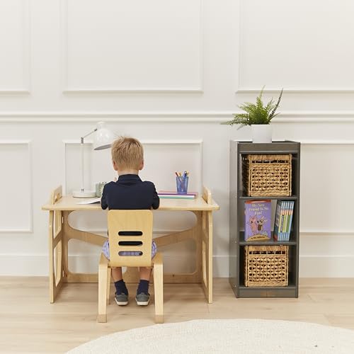 ECR4Kids 3-Cube Double-Sided Vertical Storage Organizer, Classroom Furniture, Grey Wash