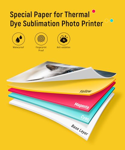 Liene Amber M100/M200/M110/M210 4x6" Photo Printer 80 Sheets Photo Paper & 2 Ink Cartridges Refill, Dye Sublimation, Only for Liene DHP512/DHP513/DHP514/DHP515 Printer, for Display, Framing, Scrapbook