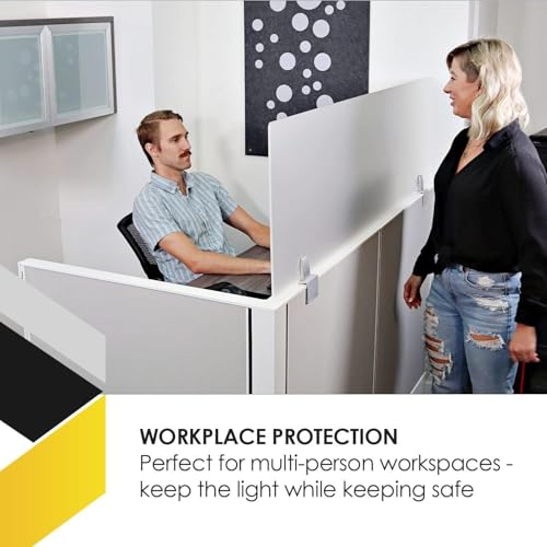 OBEX Acrylic Mounted Small Brackets Quality Desk Privacy Panel & Divider for Your Office Cubicle-Increase Separation & Improve Productivity, 12" x 42", Frosted