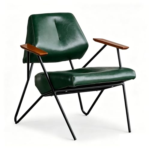 XHDZSM Round Wood & Iron Chairs for Office Coffee Combo/Conference, Reception, Kitchen Dining, Living Room – Couch, Waiting Entryway, Work Negotiation Dark Green Chair