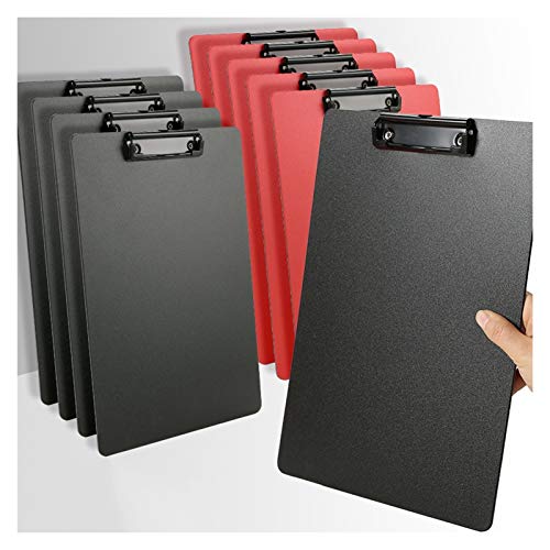Document Bag A4 and Letter Size Clipboard Plastic Folder Writing Board Resume File Manager Binder with Telescopic Hanging Holes 10 Packs Document Holder (Color : Black+Red)