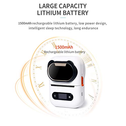 UIOLCFG Portable BT Label Maker Thermal Printer with Rechargeable Battery Compatible with iOS Android Smartphone