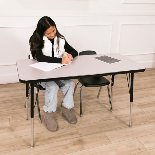 FDP 24" x 48" Rectangle Table with Standard Swivel Glide Legs - Gray/Black