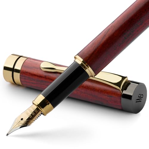 Wordsworth & Black Bamboo Wood Fountain Pen Set for Writing, Medium Nib