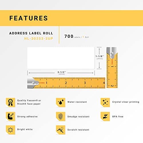 HouseLabels Compatible with Dymo 30253 Labels, 1-1/8" x 3-1/2"
