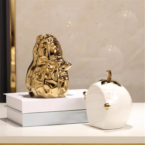 Book Organizer Decorative Bookends for Heavy Books, Statue Book Holders for Shelves or Office Desk(Gold)