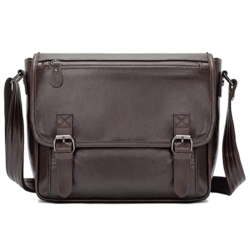 TGBHM Laptop Messenger Bags Men's Casual Leather Shoulder Bag Messenger Bag Sports Outdoor,Chocolate Color-30x10x25cm