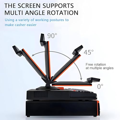 15.6 inch Touch Cash Register Terminal Customer-Facing Screen for Retail,POS Terminal with Handheld Scanner and 5 Paper Rolls, Cash Drawer, Keyboard Cash Register, for Restaurant Orange-SingleScreen