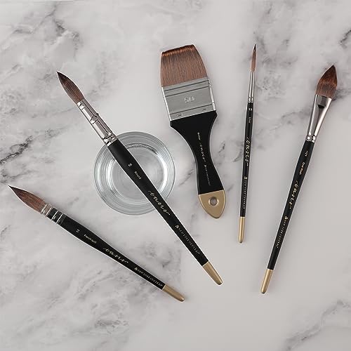 New York Central Oasis Synthetic Brush - Assorted Set of 8 - Handmade in Germany, Professional Watercolor Brushes with Ergonomic Handle, Soft, Absorbent Bristles for Artists