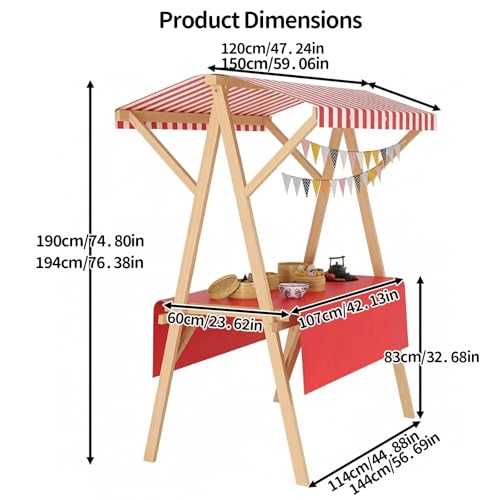 ZXZMX Foldable Wooden Stall Booth Set, Portable Market Kiosk Display Stand, 120/150cm Width, Lightweight Easy Assembly for Farmers Market & Events(Blue,47.2 x 23.6 x 78.7 in)