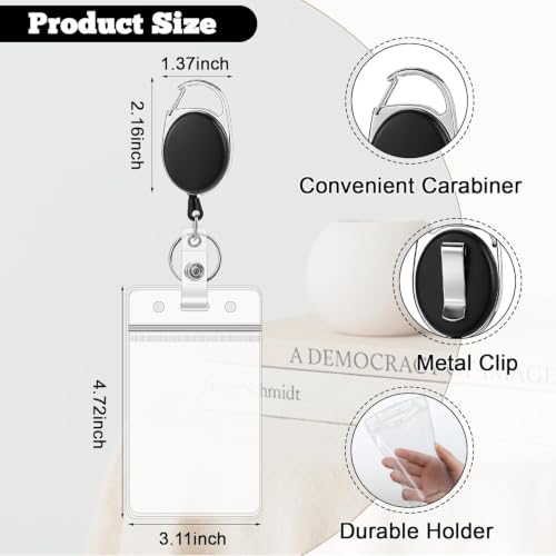 100 Pcs Id Badge Holders with Retractable Reels Clip