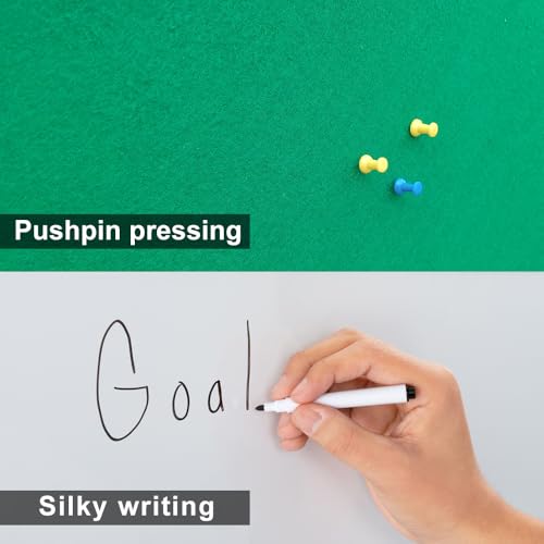NEWPUTE White Board and Cork Board Combo - 44 x 32 Inches Large Dry Erase Whiteboard and Bulletin Board, Magnetic Wall Pin Display Board for Home, Classroom & Office, 32"x44" Green