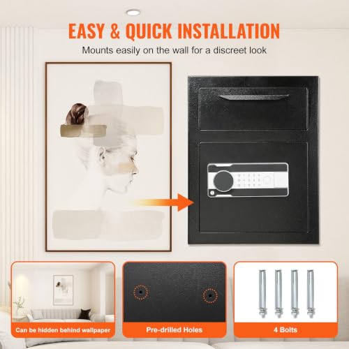 1.7L Velvet-Lined Electronic Code Lock Safe with Wall Mount Holes