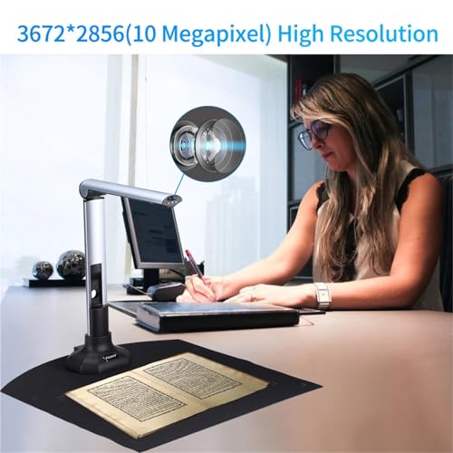 Portable Book Size A3& Document Camera Scanner Capture HD 10 Mega-Pixels USB 2.0 High Speed with LED Light